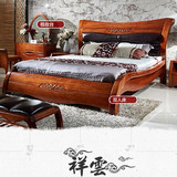现代中式品牌双人床结婚床巴西虎斑木实木床卧室家具厂家直销A805