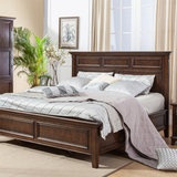 双人床美式床经典实木橡木深色婚床简约复古1.5/1.8简美卧室家具
