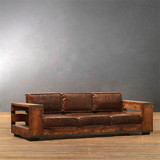 美式复古工业风格铁艺实木沙发做旧北欧沙发椅咖啡厅休闲酒吧卡座