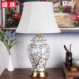 陶瓷台灯中式手绘花鸟欧式奢华客厅书房创意复古典美式卧室床头灯