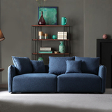 双人三人小户型组合布艺沙发 羽绒乳胶北欧现代宜家两人蓝色沙发
