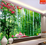 大型壁画3D田园电视背景墙纸客厅立体山水画竹林墙布欧式壁纸竹子