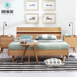 北欧宜家实木床 日式简约小户型1.8米经济型双人床白蜡木卧室家具