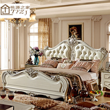 欧式床实木床橡木雕花1.8米双人床奢华储物床田园主卧法式床大床