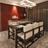 新中式实木餐桌椅子组合 水曲柳酒店餐厅新款长桌 会所家具可定制