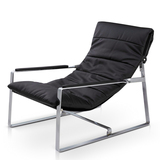 不锈钢休闲椅子阳台懒人沙发躺椅客厅卧室现代简约真皮布艺靠背椅
