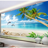 客厅沙发大型壁画马尔代夫电视背景墙画3d立体墙纸壁纸无缝无纺布
