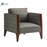 美式家具高端实木布艺沙发现代简约软包单人休闲椅个性布艺单椅