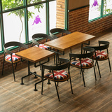 北欧工业水管餐厅个性酒吧咖啡厅桌椅铁艺复古实木休闲会所餐桌椅