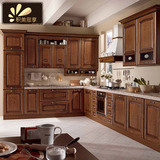 成都整体橱柜定做 石英石整体厨房厨柜 重庆欧式红橡实木橱柜定制