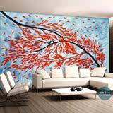 大型壁画抽象枫叶树林风景 3D墙纸客厅电视背景墙 无纺布田园壁纸