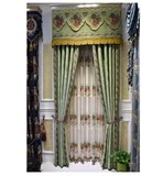 加厚雪尼尔纯色窗帘简约美式客厅全遮光卧室飘窗绿色布料成品定制