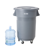 80L120L塑料环卫垃圾桶大号带轮子垃圾箱工业圆形有盖户外果皮箱