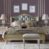 实木雕花双人床 美式简欧新古典卧室软包床 复古法式酒店家具婚床