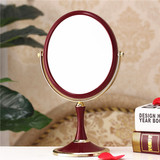 台式化妆镜子 大号双面台式镜欧式 时尚公主梳妆镜 红色结婚镜子