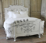 美式乡村实木家具 复古做旧雕花双人床 欧式法式风格别致实木床
