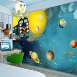 3d卡通太空墙纸 儿童房卧室壁纸手绘背景墙壁纸无纺布大型壁画