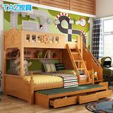 全实木双层床儿童床上下床高低床上下铺组合两层床带三抽拖床