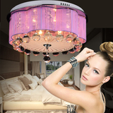 主卧室灯圆形水晶灯LED吸顶灯具田园风格温馨浪漫彩带deng餐厅