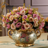 欧式陶瓷花瓶双耳花插 新房装饰品创意家居客厅餐桌摆件结婚礼物