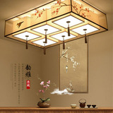 新中式长方形吸顶灯透明纱手绘客厅餐厅卧室茶室书房会所工程定制