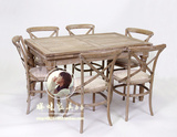 法式复古实木可拉伸抽拉橡木餐桌 欧式伸缩多功能长方形抽拉餐桌