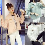 短外套女2016秋季新款韩版原宿学院风贴标开衫时尚学生工装外套潮
