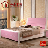 包邮现代简约地中海橡木全实木床1.5米1.8米白色主卧单人床双人床