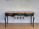 特价新古典复古实木书桌法式黑白色做旧梳妆台美式简约抽屉美甲桌