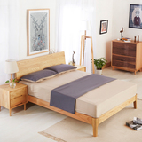 梵木家具全实木红橡木1.8米床胡桃木色1.5原木宜家现代简约双人床