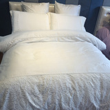 全棉纯棉四件套1.8m床单被套公主酒店白色蕾丝大花边1.5m床上用品