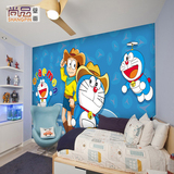 可爱卡通哆啦A梦叮当猫墙纸儿童房主题卧室壁纸 环保游乐场3d壁画