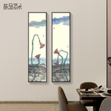 新中式禅意装饰画抽象水墨客厅三拼有框挂画艺术微喷三连壁画墙画