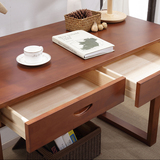 简易实木电脑桌台式家用小户型书桌简约现代办公桌子带抽屉写字台