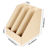 木质办公收纳用品三联文件架资料架创意桌面收纳盒立式书架