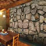 壁纸3D仿真石块文化石复古怀旧墙纸石头砖纹个性工装咖啡餐厅壁画