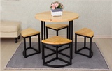 美式实木小圆形4人餐桌 会客桌 创意咖啡厅 餐厅桌椅凳组合
