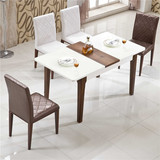 实木烤漆伸缩餐桌椅组合小户型现代简约宜家钢化玻璃长方形餐桌椅