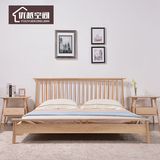 全实木床日式北欧简约卧室家具原木色1.5 1.8米双人床 白蜡木婚床