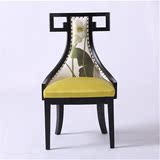 新中式餐椅实木售楼处接待印花休闲椅子定制样板房家具布艺洽谈椅