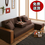 宜家三人小户型日式简易可折叠多功能储物布艺沙发床两用1.8拆洗
