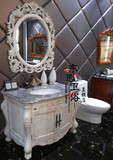 欧式仿古浴室柜组合橡木实木落地大理石卫生间洗漱台洗手脸盆现货