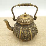 猫咪古玩,全铜茶壶/小酒壶摆件,仿古款做旧铜茶壶,精品铜器收藏