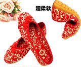 老北京布鞋女牛筋底婚鞋平跟红色平底夏季新娘鞋女士浅口圆头绣花