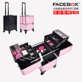 FACEBOX 万向轮多层拉杆化妆箱专业大号美发美甲半永久纹绣工具箱