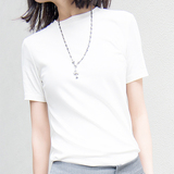 圆领白色t恤女短袖百搭修身上衣纯棉体恤简约夏装韩国范打底衫
