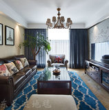 现代宜家田园蓝色条纹地毯客厅茶几卧室床边满铺地毯定制加厚
