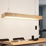 简约现代办公室吊灯实木餐厅吧台长方形LED北欧木艺长条餐桌灯具