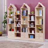 组合书柜书架实木儿童简易玩具置物柜子客厅收纳柜松木书橱带抽屉