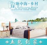 地中海风格家具双人床雕花混色实木床特价韩式床婚床包送货安装